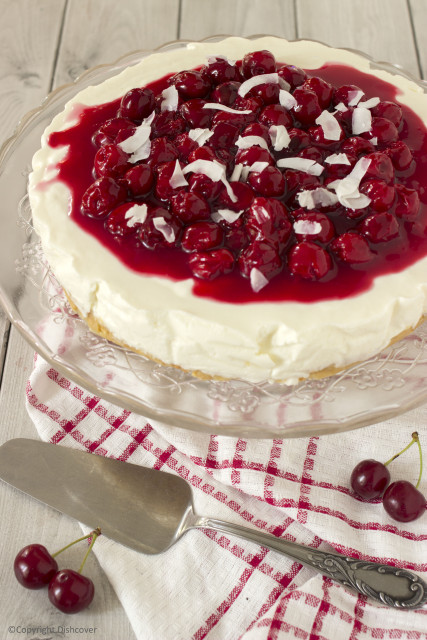 yoghurt kaas taart met krieken