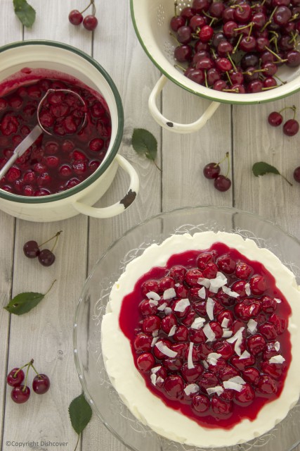 yoghurt kaas taart met krieken