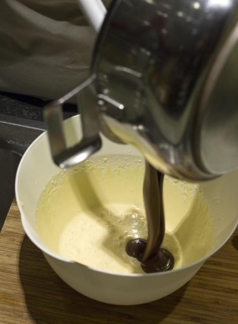 Gesmolten chocolade in ruban