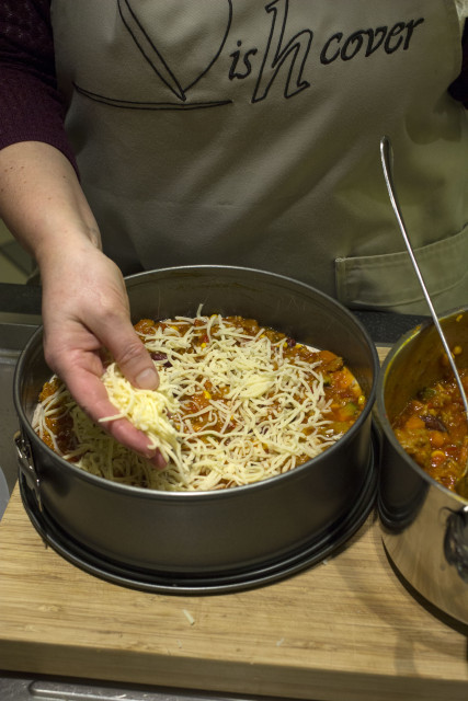 Mexicaanse lasagne-tweede laag-kaas