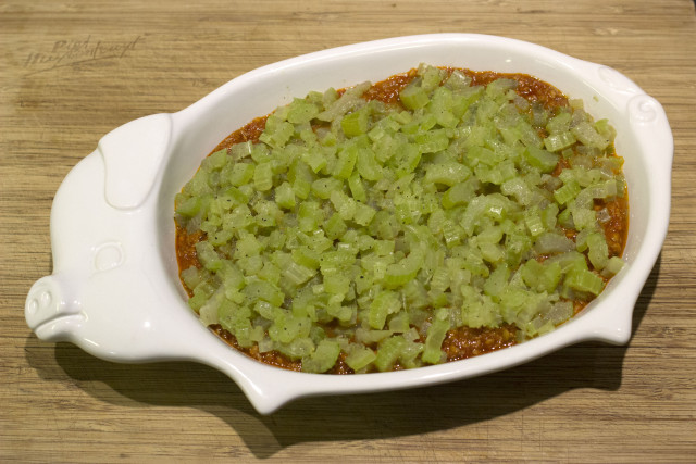 Polenta gehaktschotel - gehakt met selder