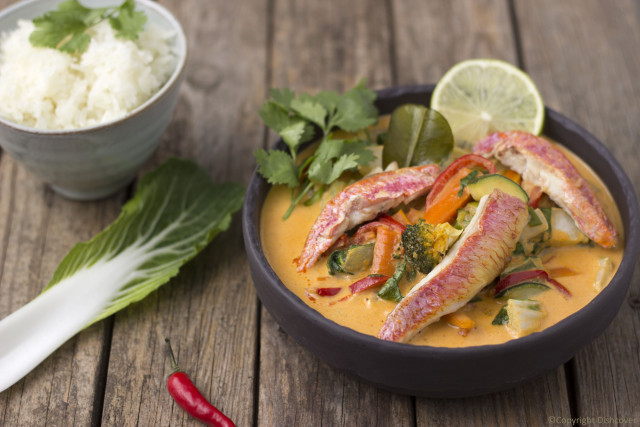 Thaise viscurry met groenten