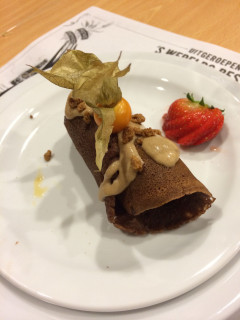 Pannenkoek sushi met speculaascrème
