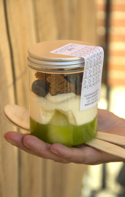 Mousse van vanille, mascarpone en groene appel
