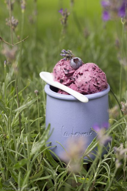 Yoghurtijs met blauwe bessen