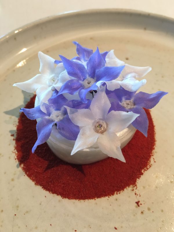 Hapje 1 restaurant Hertog Jan tartaar van makreel gekonfijte puntpaprika en geitenkaas