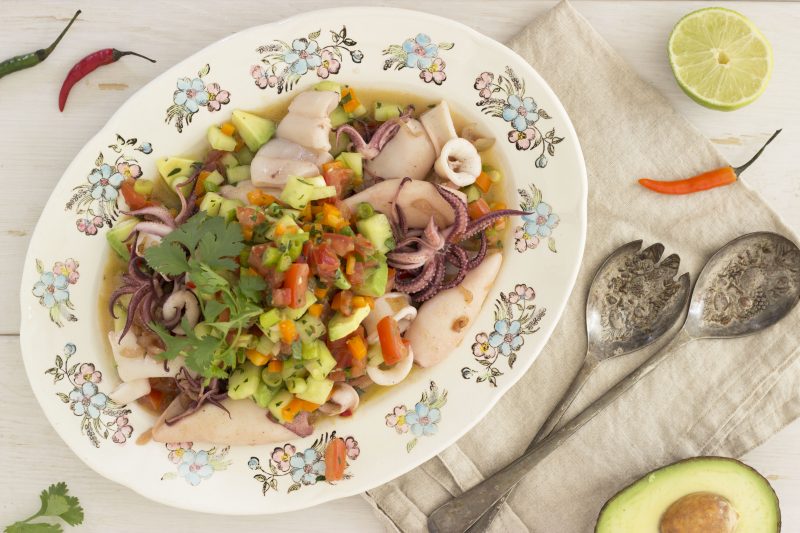 Pijlinktvis met pittige salsa