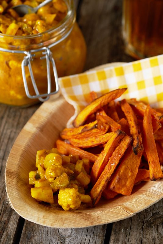 Pickles met bataatfrietjes