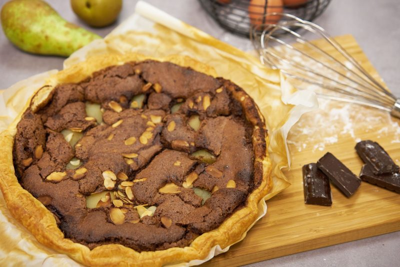 Chocoladetaart met peren