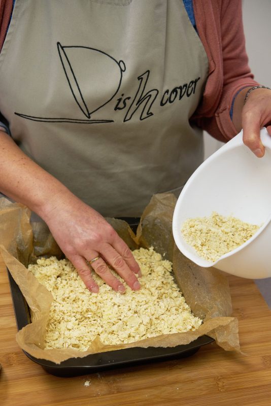Haverrepen met frambozen - bodem met havermout