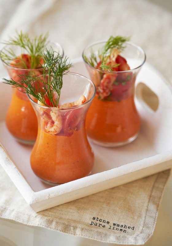 Tomatenmousse met rivierkreeftjes