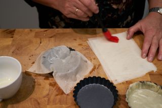 Filodeegtaartje met coquille en knolseldermousse - inoliën filodeeg
