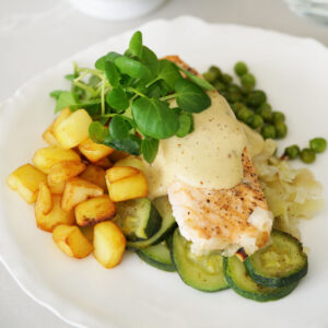 zalm en mosterdsaus